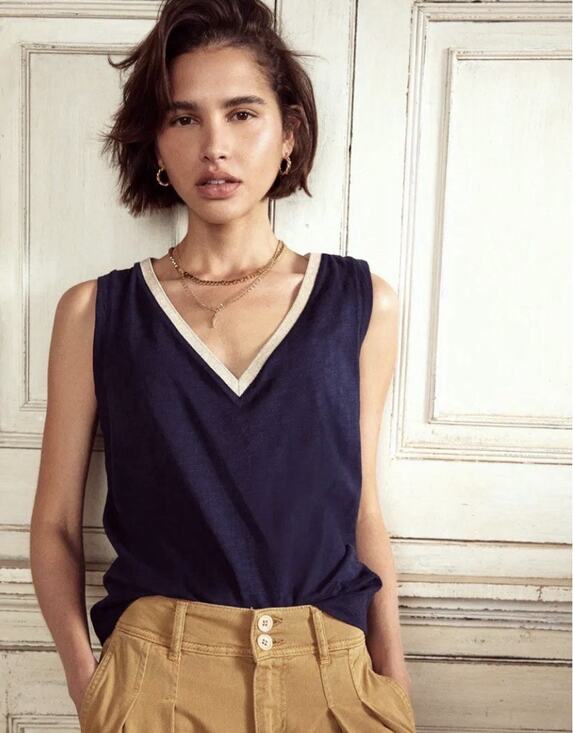 Boden Tops - Boden Peggy Top tank navy gold sparkle womens 8 minimalist festival career